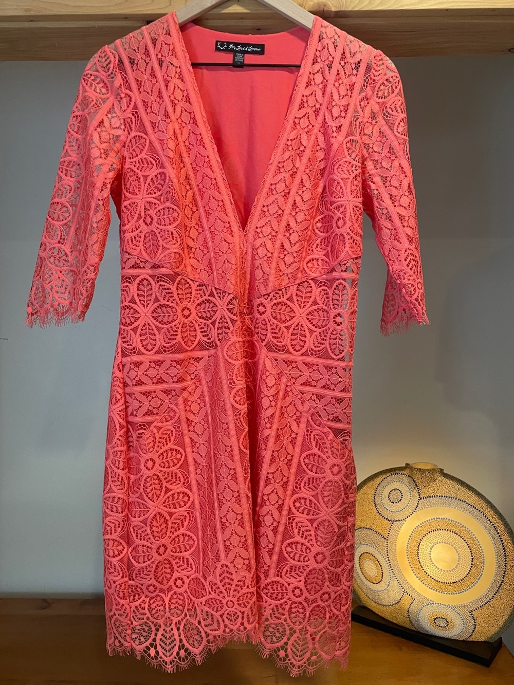 For Love and Lemons Coral Lace Cut-Out Dress